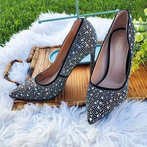 Rouge Helium Sparkle Multicolored Rhinestone Heels Sz 7 1/2"